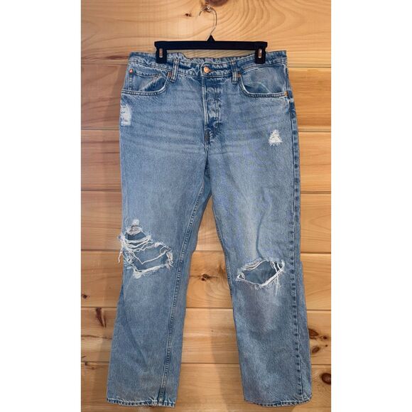 Women's Light Wash Distressed &Denim 90s Boyfriend Jeans - Picture 1 of 4
